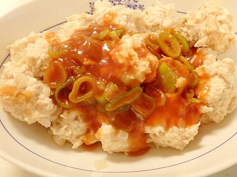 鶏むね肉で★揚げない肉団子甘酢あんかけ